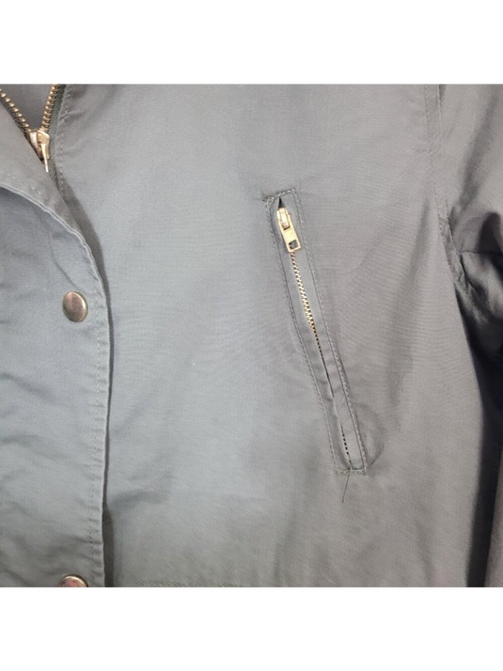 Love Tree Green Military Style Utility Jacket Chore Work Zip & Snap Closure Med - Picture 10 of 10